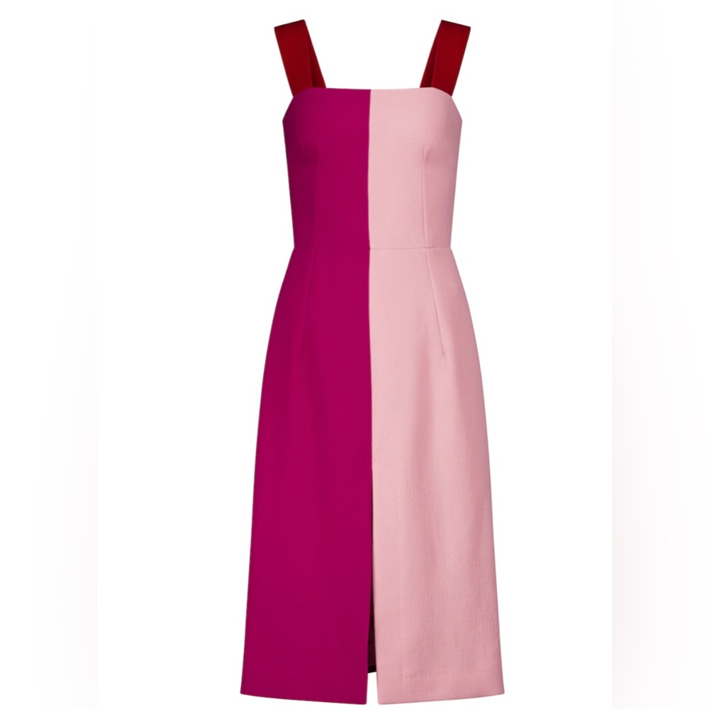 Authentic Dolce & Gabbana wool Knee-Length pink and red color block dress